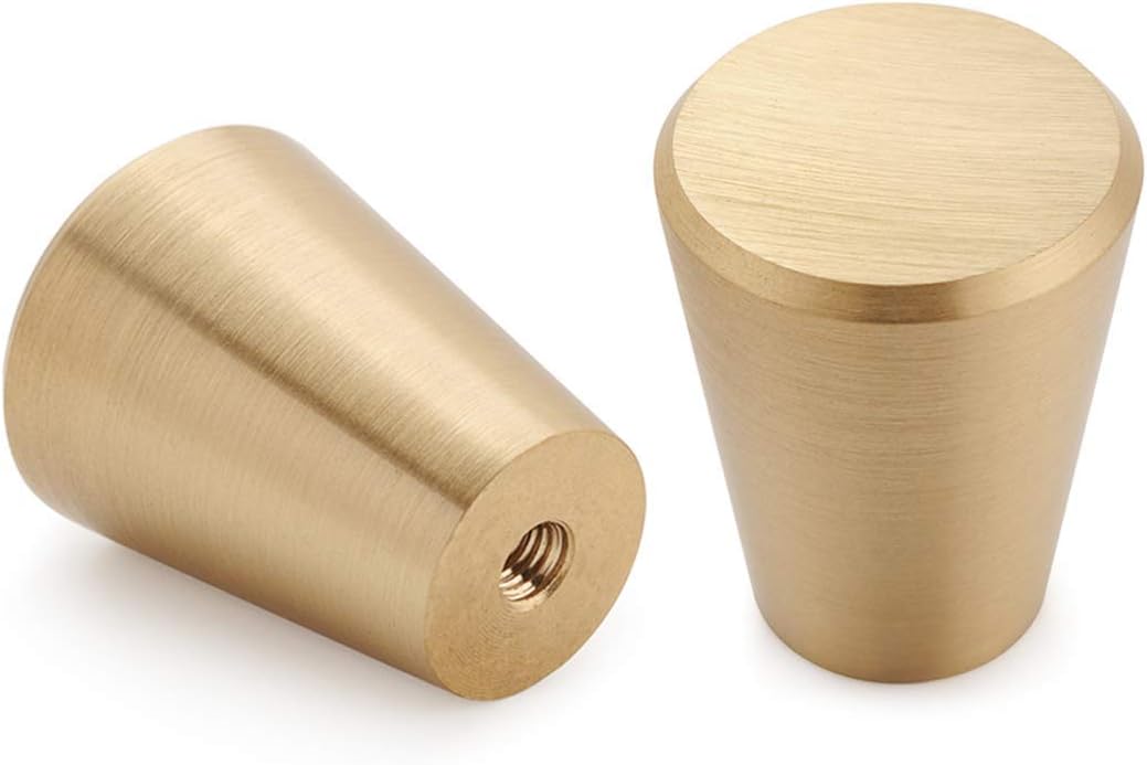 Möbelknöpfe Aus Gebürstetem Messing, Schubladenknöpfe Aus Gold, Für Schränke, Schränke, Badezimmer, Bad Und Küche, 10er-set (kegel)