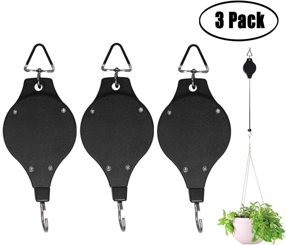 Ampel Heben Blumenkorb Pflanzenrollenhaken Einziehbare Hochleistungs-easy-reach-teleskop-pflanzenrollenhänger Blumenkorbhaken Kleiderbügel Für Gartenkörbe 3 Stück
