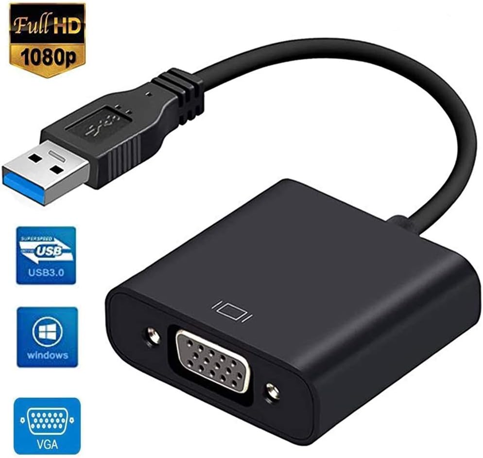 Usb Zu Vga Adapter, Usb 3.0/2.0 Zu Vga Video Adapter, 1080p Usb Auf Vga Video Adapter Konverter, Externe Grafikkarte Für Pc, Laptop Windows 10/8.1/8/7/xp