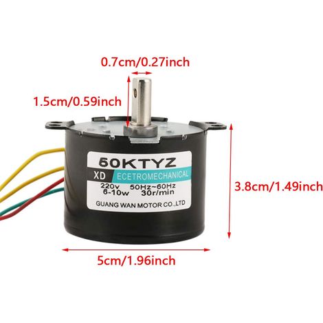 50ktyz Ac 220v 6-10w Permanentmagnet-synchronmotor Cw/ccw Hohes Drehmoment Niedrige Drehzahl (10 U/min)