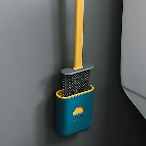 Flache Silikon-toilettenbürste, Antibakterielles Toilettenbürsten- Und Halterset, Hängendes Silikon-toilettenbürstenset