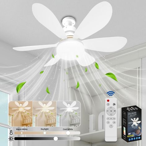 Belüftung Von Plafonds 52 Cm – Lumière Led Dimmbar – 6 Lichter – 3 Vitessen – Fernsteuerung – Moteur Performant 40w E27