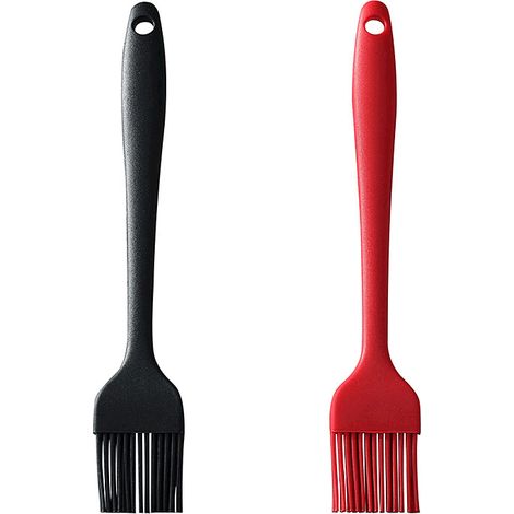 Küchenpinsel, Gebäckpinsel, Silikon-gebäckpinsel, Silikon-grillpinsel, Zum Kochen, Grillen, Kuchenbacken, 21 Cm, 2 Stück (schwarz + Rot)