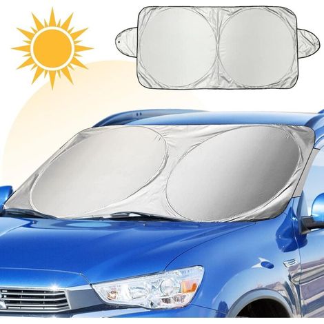 Auto-sonnenschutz 160 X 80 Cm – Uv-schutz – Wärmedämmung – Schnelle Montage Mit Clips Und Saugnäpfen – Silbernes 210t-nylon