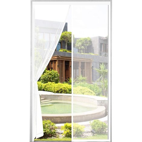 Magnetische Moskitonetztür 110 X 220 Cm – Engmaschiges Netz – Automatischer Verschluss Durch Magnetstreifen – Einfache, Werkzeuglose Montage – Weiß