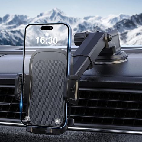 360°-autohalterung Für Smartphones – Silikon-saugnapf – Verstellbarer Teleskoparm (7,9–12,7 Cm) – Kompatibel Mit Smartphones Von 10–17,8 Cm – Sicherer Halt Auch Auf Unebenen Straßen