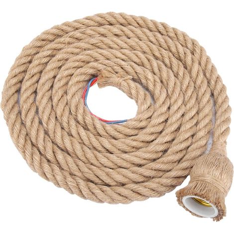 E27 Vintage Hanfseil-deckenleuchtenfassung, Pendelleuchte, Glühbirnenfassung 85-265v, 2 M, 1-flammig