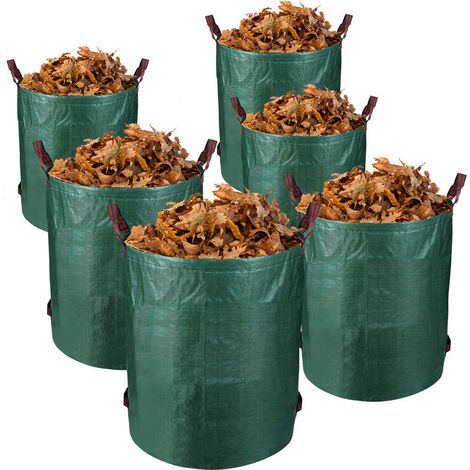 6x Gartensäcke, Rasenbehälter Xxl, Laubsäcke, Grünschnittsäcke, 272l Behälter - Grün
