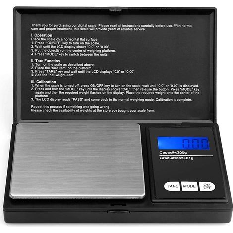 Digitale Taschenwaage 200 G/0,01 G, 200 X 0,01 G, Präzisionswaage, Digitalwaage, Goldwaage, Münzwaage