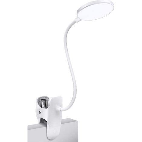 5-w-klemmleuchte, Led-nachttischlampe, Weißes Licht Und 3 Helligkeitsstufen Mit Adapter, Ideale Nachttischlampe/doppelschicht