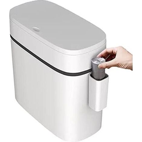 12-liter-badezimmerabfalleimer – Schnappdeckel – Schlankes Design Für Enge Räume – Material: Pp – Leicht Zu Reinigen
