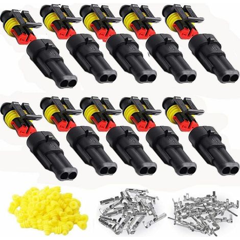 Packung Mit 10 Wasserdichten 2-poligen Elektroverbindern – Nylonisolierung – Hohe Leitfähigkeit – Anwendungsbereiche: Auto, Motorrad, Boot
