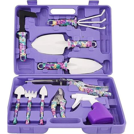 10-teiliges Gartengeräte-set Mit Tragetasche – Rutschfester Griff, Rostfreie Kelle, Rechen, Wassersprüher