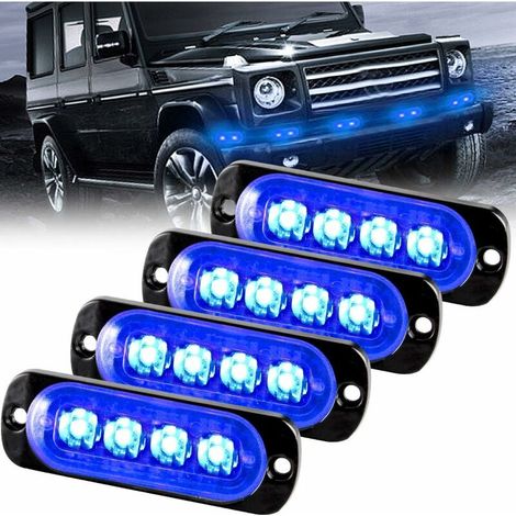 4 Blaue Led-blitzwarnleuchten – 12–24 V Spannung – Gehäuse Aus Aluminiumlegierung – 50.000 Stunden Lebensdauer – 4er-pack