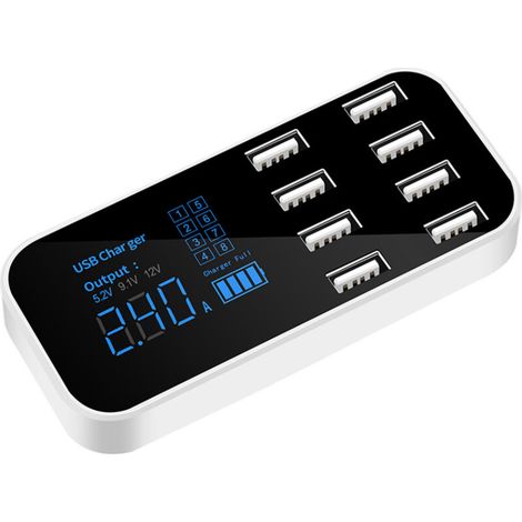 8-port-usb-schnellladegerät Fürs Auto – Led-anzeige – Überspannungsschutz – Schnellladen Für Smartphones Und Tablets