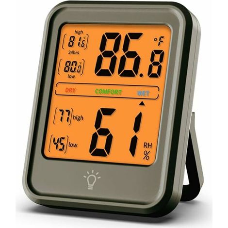 Digitales Hygrometer – Professionelles Thermometer Und Hygrometer Für Den Innenbereich Mit Temperatur- Und Feuchtigkeitsanzeige Für Haus Und Garage, 1 Stück, Grau