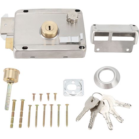 Mechanisches Außentürschloss Mit Griff, Rostschutz, Edelstahl, Silber