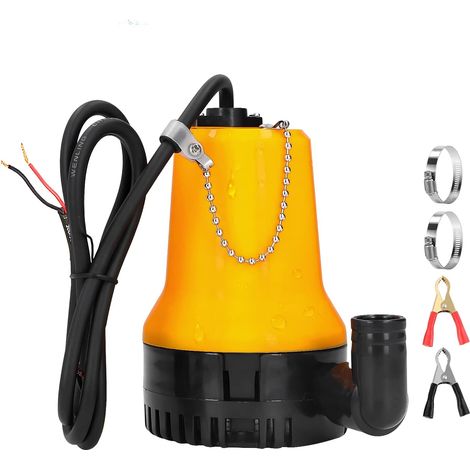 Tinor – 12v 50w Tauchpumpe – Fördermenge 4200 L/h – Kabellänge 2,3 M – Für Sauberes Und Verschmutztes Wasser – Teich, Schwimmbad, Keller