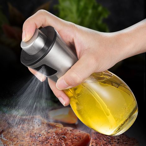 Tinor – 200-ml-olivenölsprüher – Edelstahl-spender – Glasflasche Für Grillabende – Ultrafeiner Sprühnebel