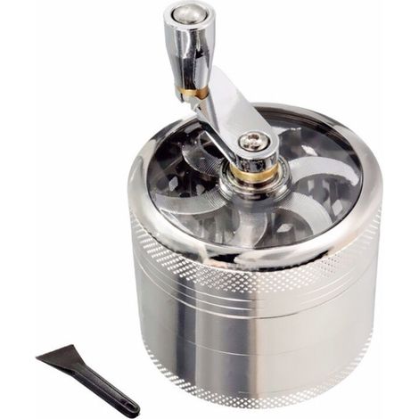 Kräutermühle, Zinkmühle, Gewürzmühle, 55-mm-4-teilige Mühle Mit Kurbelgriff, Pollenzerkleinerer, Gewürzmühle Mit Doppelkammer Und Pollenfänger
