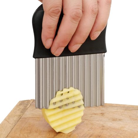 Großer, Gewellter Pommes-frites-schneider – Pommes-frites-schneider – Kartoffel-, Obst- Und Gemüsemesser – Schneidwerkzeug Mit Klinge Aus Edelstahl (1 Stück)