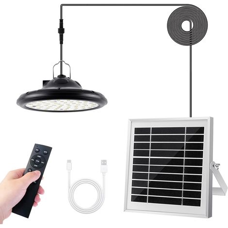 Solarleuchte Mit 100 Leds Und 1200 Lm, Inklusive Fernbedienung – 4 Beleuchtungsmodi – Verstellbares Solarpanel – Wasserdicht (ip66) Für Garten Und Garage