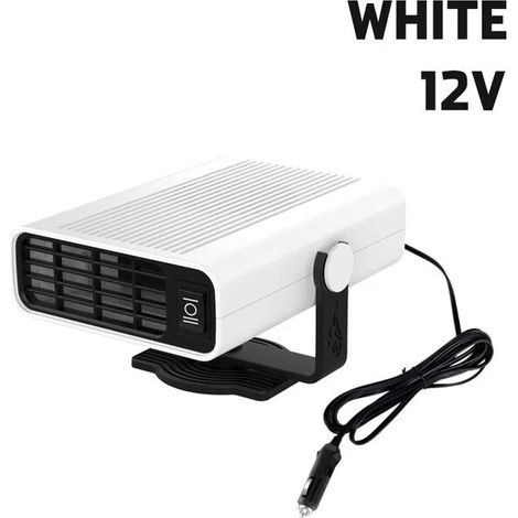 Tragbarer Autoheizer (12 V/24 V, 120 W), 360° Verstellbarer Elektrischer Heizlüfter, Luftreiniger, Scheibenentfeuchter, Antibeschlag-entfroster, Frankreich, Weiß, 12 V