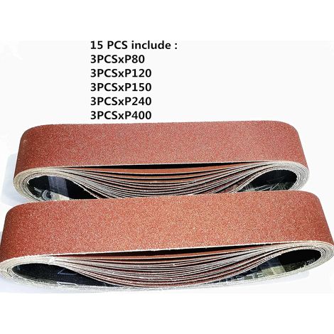 Tinor – Schleifbänder 50 X 686 Mm – 15er-pack – Verschiedene Körnungen 80/120/150/240/400 – Für Holz, Metall Und Glas
