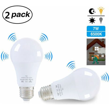 E27 7w Led-lampe Mit Bewegungsmelder – 600 Lm – 6000k Farbtemperatur – 180° Abstrahlwinkel – 2er-pack