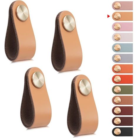 Möbelgriffe Aus Leder – 4er-set – 140 Mm X 25 Mm – Einfache Montage Mit Kupferbeschichteten Metallschrauben – Für Hartholz Und Teakholz