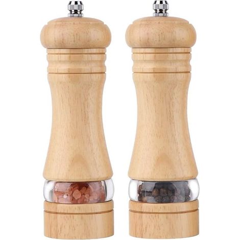 2-teiliges Salz- Und Pfeffermühlen-set, Manuelle Gewürzmühlen, Pfeffermühle Aus Holz, Salz- Und Pfefferstreuer Aus Holz, Verstellbare Salz- Und Pfefferstreuer Aus Holz (holzfarbe)