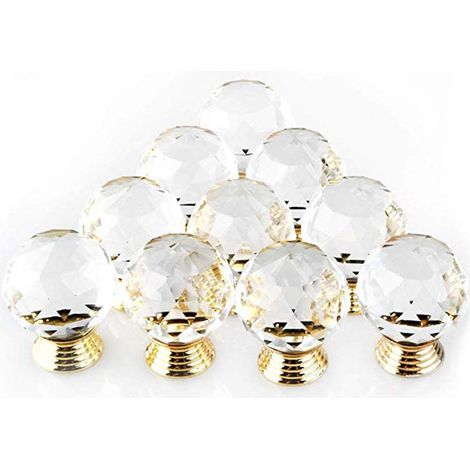Werbe-set Mit 10 Goldenen Kristall-türknöpfen, 30 Mm Durchmesser, Schrankknöpfe, Runde Glasknöpfe Zur Dekoration Von Möbelschubladen
