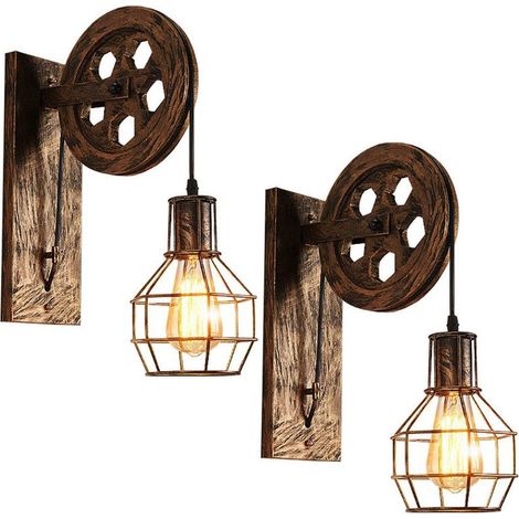 2x Industrielle Rollen-wandleuchte Im Vintage-stil, Messing, Für Den Innenbereich, Geeignet Für Schlafzimmer, Wohnzimmer Und Restaurant