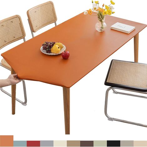 Rechteckige, Passgenaue Vinyltischdecke 120 X 60 Cm – Wasser- Und Ölabweisend – Elastischer Saum – Für Den Innen- Und Außenbereich Geeignet – Orange