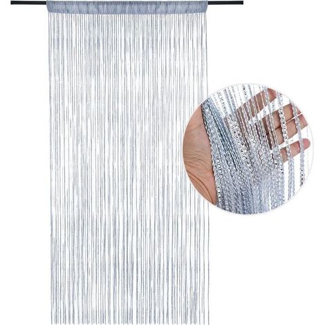 Verdunkelnder Fliegengitter-türvorhang 90 X 200 Cm – Weißes Und Silbernes Polyester-moskitonetz – Dekorativer Glitzereffekt Für Den Innenbereich