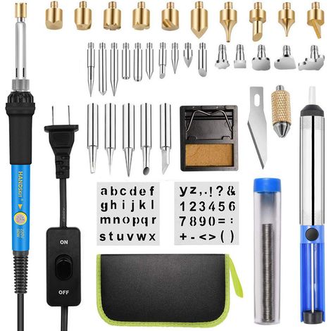 Tinor – 54-teiliges Pyrographie-set 60 W – Einstellbare Temperatur 220–480 °c – Werkzeuge Für Holz, Leder Und Kork – Löten Und Basteln