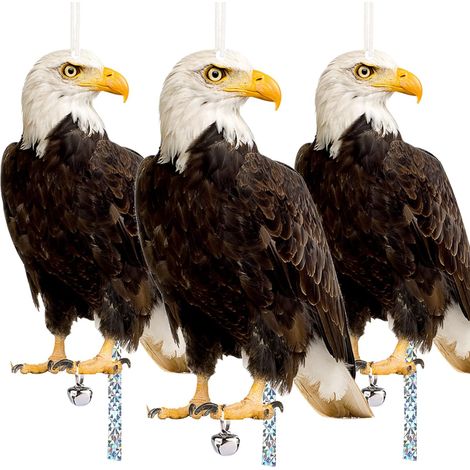 3er-set Eulen-vogelabwehrfiguren – Vogelscheuche Aus Polypropylen – Wetterfest – Mit Glöckchen Und Reflektierendem Band