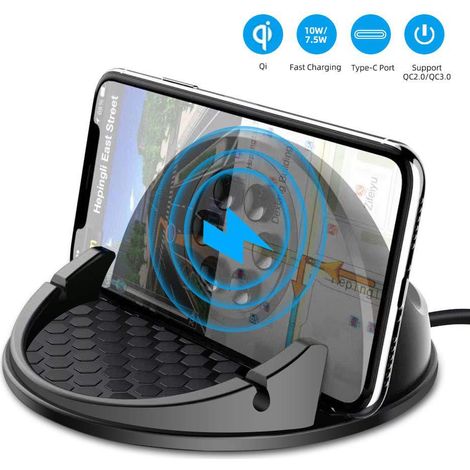 Kabelloses Autoladegerät, Induktive Ladestation Für Smartphones, 10-w-schnellladefunktion Mit Usb-qc2.0/qc3.0-eingang