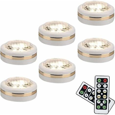 6er-pack Kabellose Led-leuchten Mit Fernbedienung, Led-unterbauleuchten, Batteriebetriebene Led-leuchten, Schrankleuchten, Unterbauleuchten, Klebeleuchten