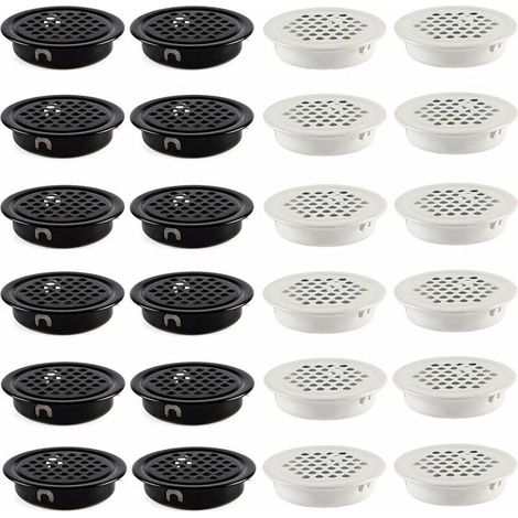 35-mm-lüftungsgitter, Lüftungsöffnung Aus Edelstahl, Runder Maschenboden, 24 Stück Für Kleiderschrankmöbel (schwarz Und Weiß)