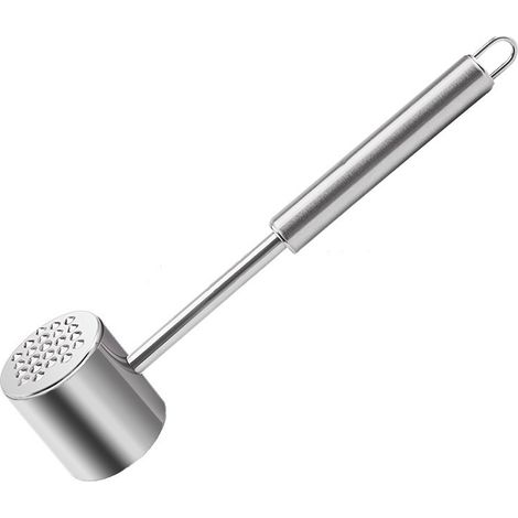 Fleischklopfer, Doppelseitig, Zartmacher Für Koteletts Und Steaks, 28 Cm Lang, Edelstahl, Silber
