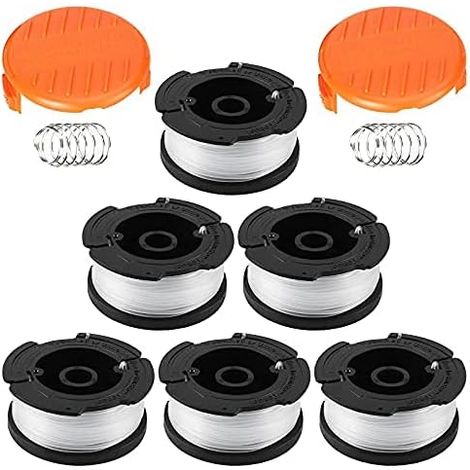 Ersatzspule Für Black+decker Af-100 Auto Feed Rasentrimmer (6/8 Spulen, 2 Kappen, 2 Federn) (6 Stück)