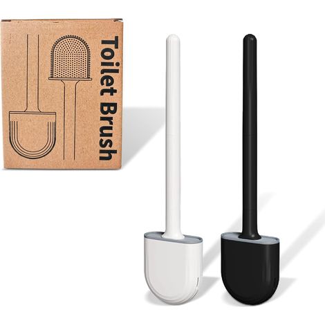 Tinor – Flexible Silikon-wc-bürste – 2er-set Mit Wandhalterung – Effektive Reinigung Ohne Rückstände – Anti-flecken- Und Anti-haar-bürstenkopf