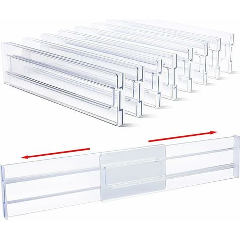Verstellbare Schubladeneinsätze 28–51 Cm – Robustes, Bruchfestes Kunststoff – 1,3 Cm Dick – 8,1 Cm Hoch – Für Büro Und Küche