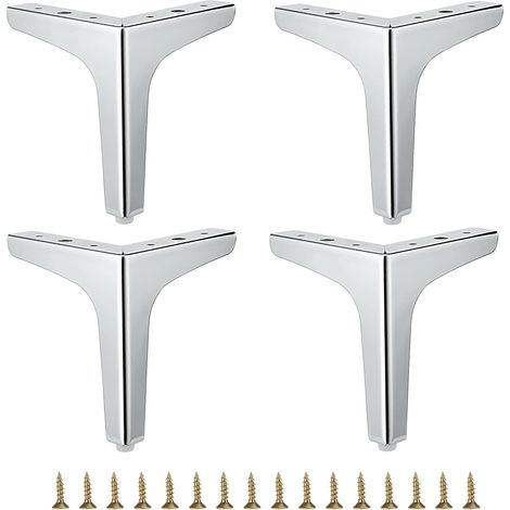 Set Mit 4 Metallmöbelfüßen – 15 Cm Dreieckige Füße – Tragkraft 136 Kg – Montage In Verschiedenen Richtungen Möglich