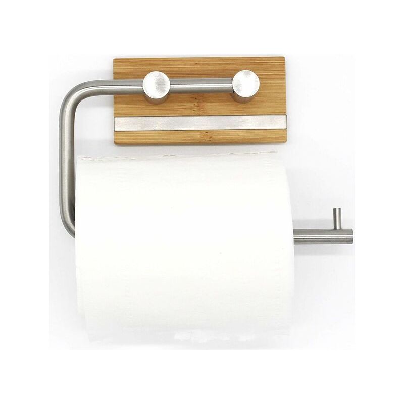 Wandmontierter Toilettenpapierhalter Fürs Badezimmer, Selbstklebender Papiertaschentuchhalter Aus Edelstahl Und Bambus