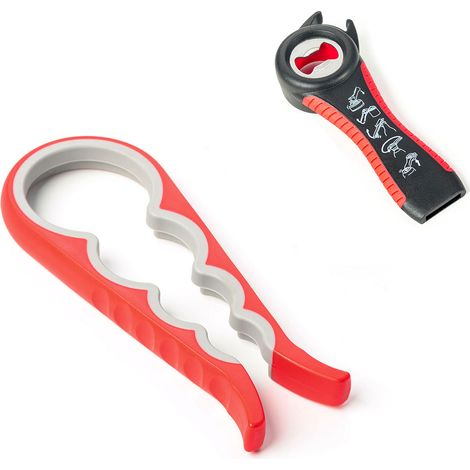 5-in-1-flaschenöffner – Multifunktional – Ideal Für Erwachsene Und Kinder – Rot/schwarz
