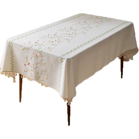 Tischdecke Aus Nordischer Baumwolle/leinen - Wasserdicht - Im Bohème-stil - Mit Fransen - 140 × 260 Cm