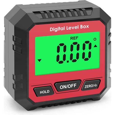 Digitaler Winkelmesser, Multifunktions-winkelmesser, Neigungsmesser, Hintergrundbeleuchtetes Lcd-display / Magnetverschluss / Datenspeicherung, Ohne Libelle, Rot