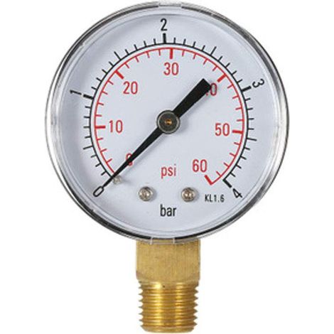 Wasserdruckmesser, Pooldruckmesser, 60 Psi, 1/4" Npt, Bodenmontage, Zollgewinde, Mechanische Skala, Druckmesser, Wasser- Und Gasdruckmesser (4 Bar)
